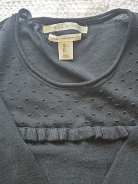 Max Studio 100% Merino Wool Sweater with Texture and Ruffle